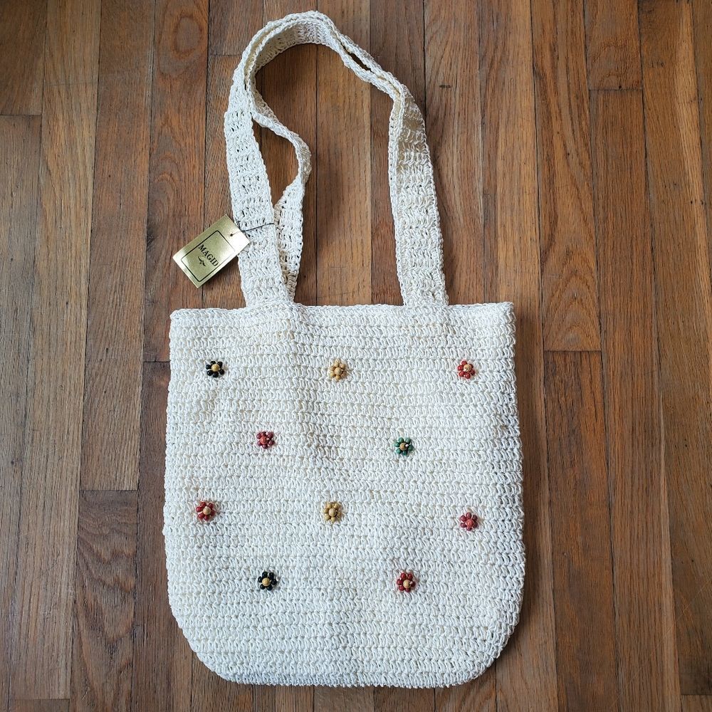 Magid Flower Beaded Tote Bag cute cottagecore boho purse